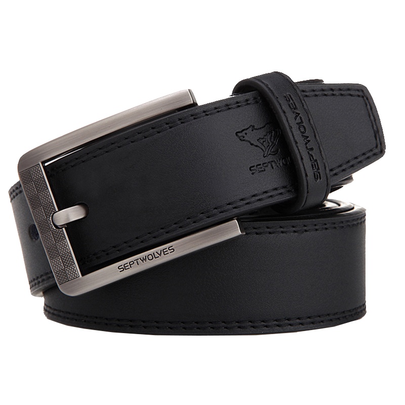 七匹狼针扣皮带 牛皮商务百搭真皮中青年牛皮裤带男士腰带