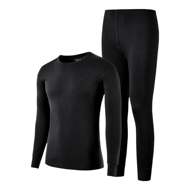 花花公子保暖内衣男士薄款纯色打底秋衣秋裤套装7051/7052