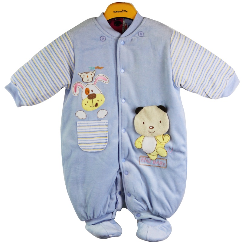 环保天然纯棉衣襟排扣方便新生婴儿穿脱有帽可拆包脚连体衣三件套童装外套日本婴童服饰aityaku新潮款厂家去库存特惠