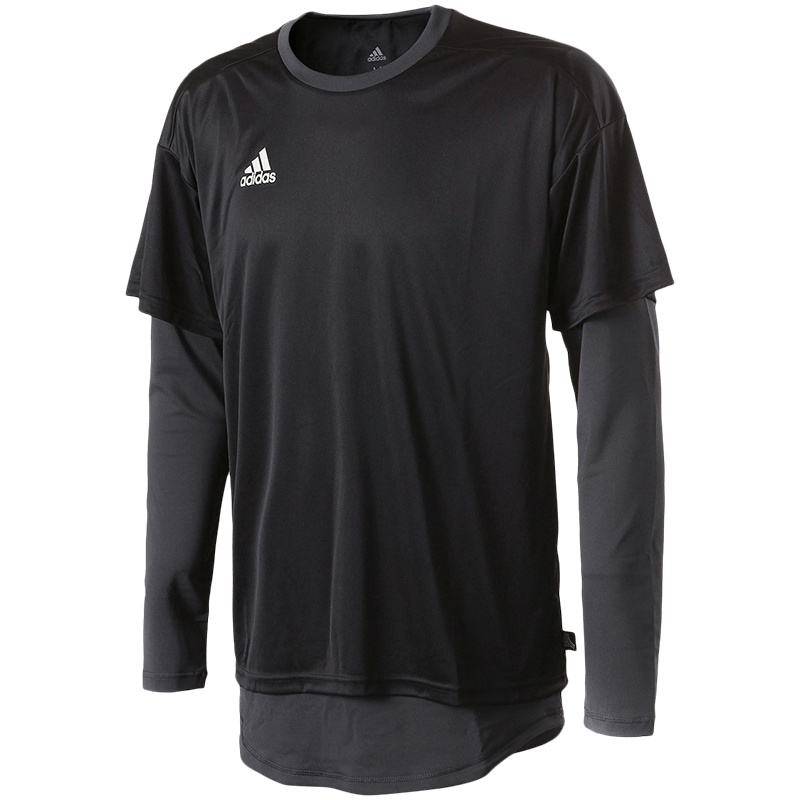 【自营】adidas阿迪达斯男子长袖T恤足球假两件休闲运动服CG1841 L CG1841黑色