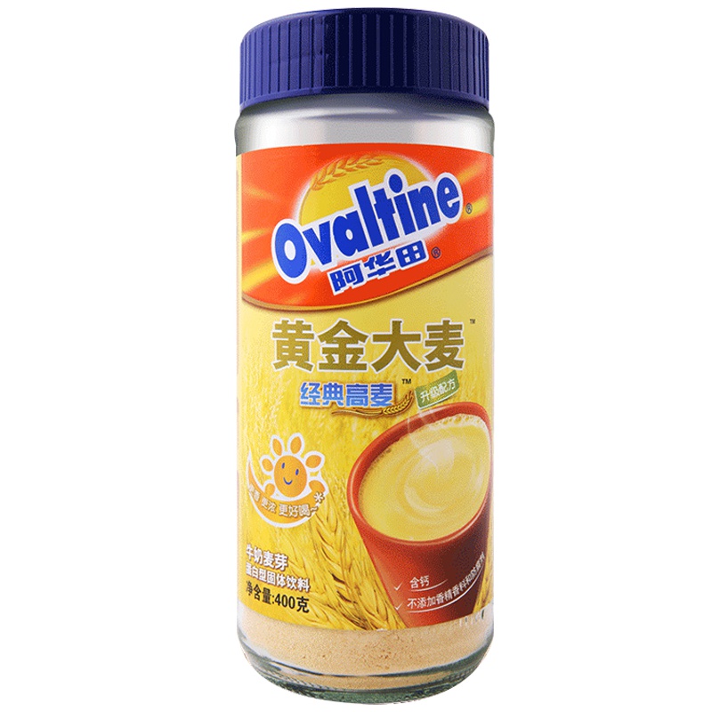 阿华田(Ovaltine)阳光早餐 可可/巧克力冲饮 黄金大麦 牛奶麦芽 大麦固体冲饮饮料 400g 瓶