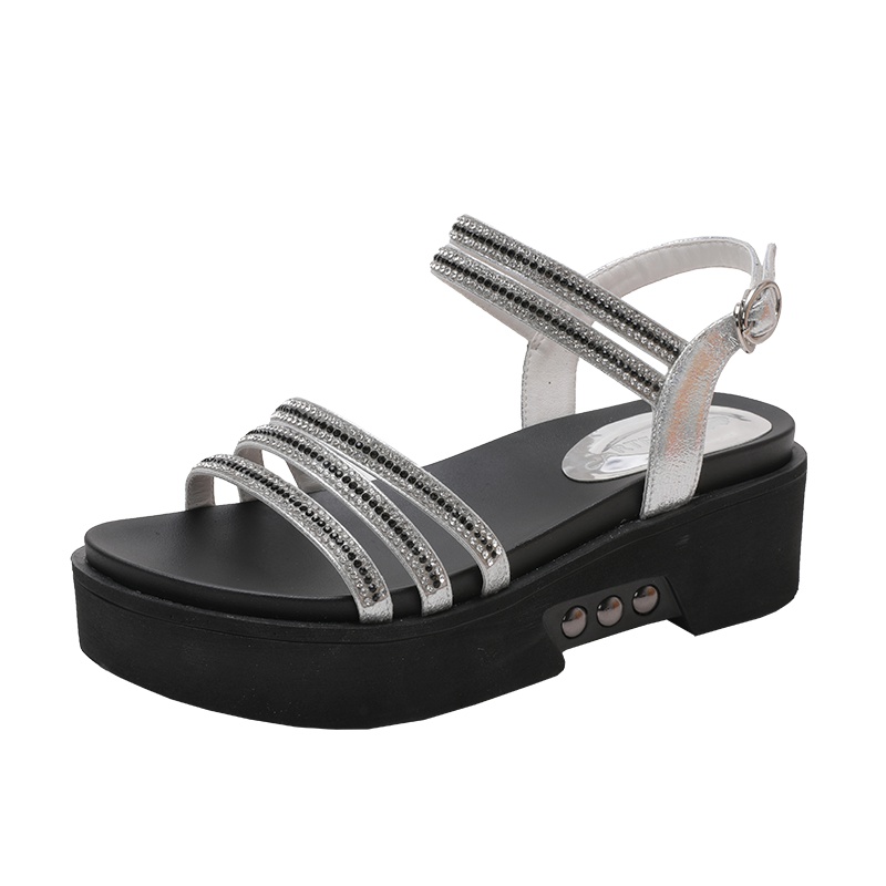 卡帝乐鳄鱼CARTELO 夏季新款女鞋一字带松糕底沙滩户外田园女士厚底增高凉鞋