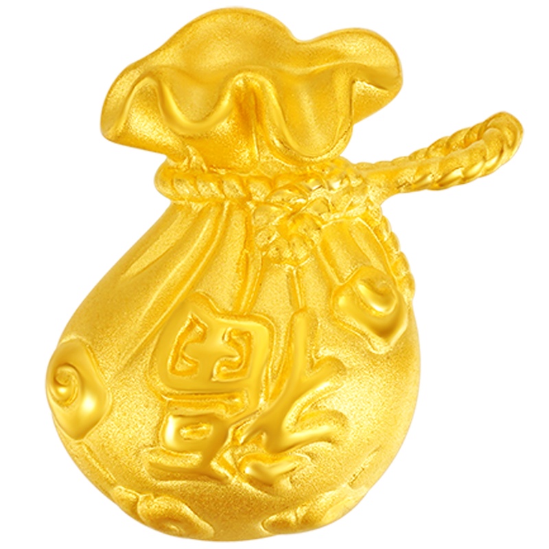 金一 足金3D硬金福袋吊坠通用款黄金吊坠 不含项链 (定价) ACB047 约1.47g