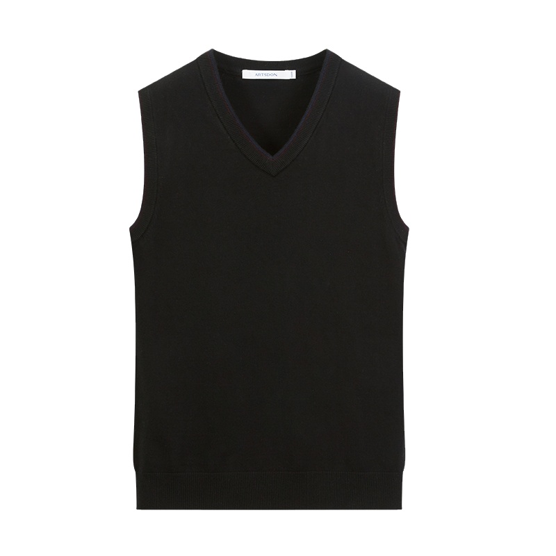 阿仕顿男装背心秋冬保暖绵羊毛针织V领内搭羊毛背心男