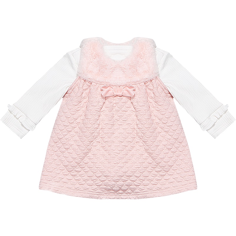 婴姿坊童装女童秋冬套装儿童连衣裙两件套加绒上衣背心裙加厚小童宝宝裙装