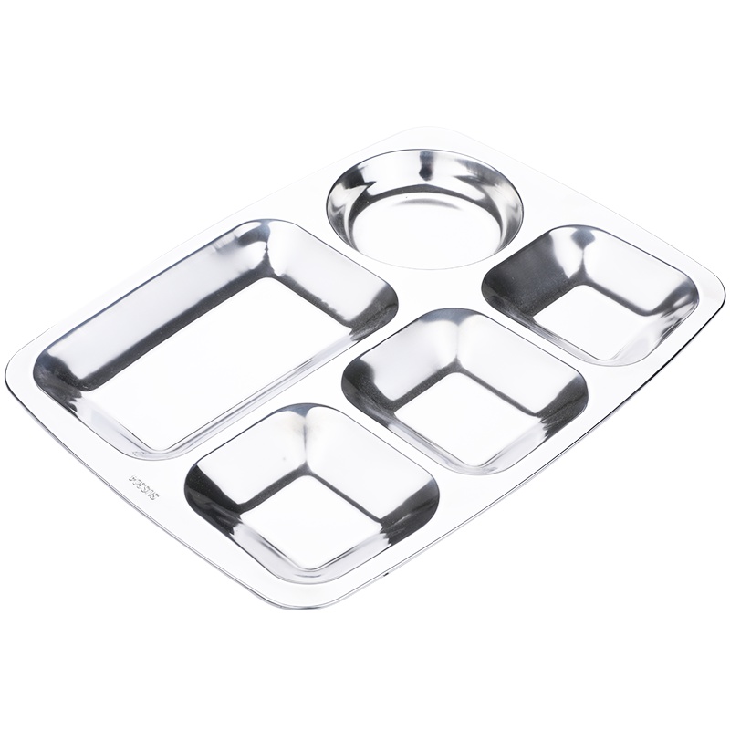 诺派(NUOPAI)304不锈钢5格快餐盘 成人学生食堂餐盘分格不锈钢饭盘 365*268*33 C6771