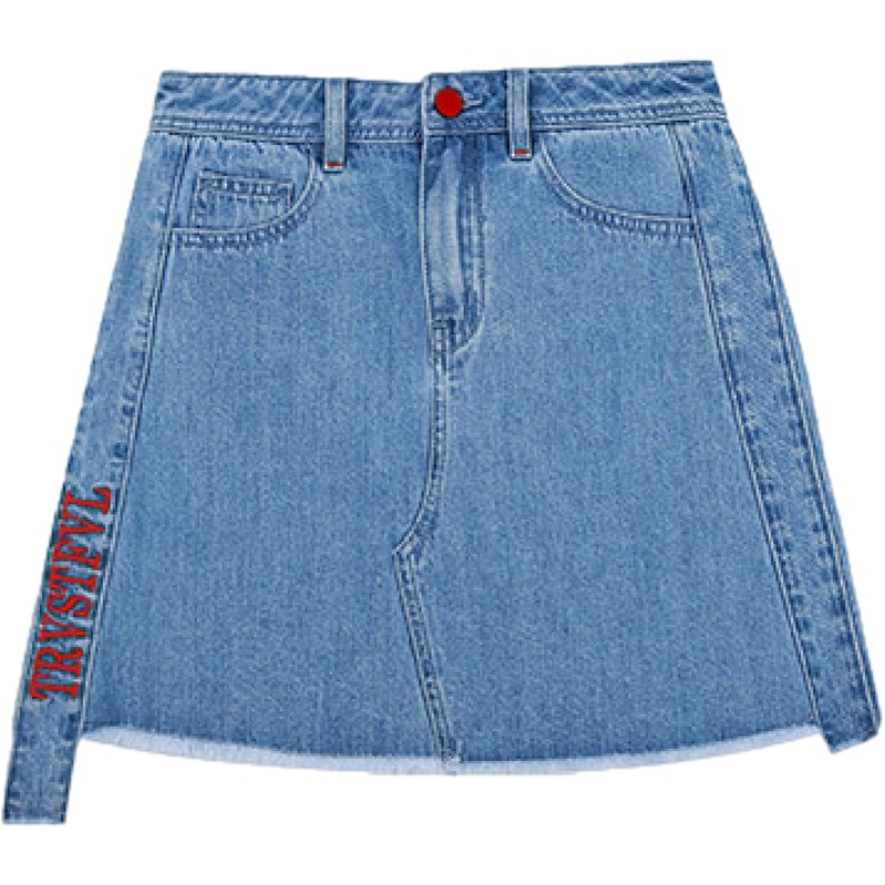 拉夏贝尔拉夏贝尔a字裙高腰短裙新款夏季休闲少女学生牛仔裙半身裙