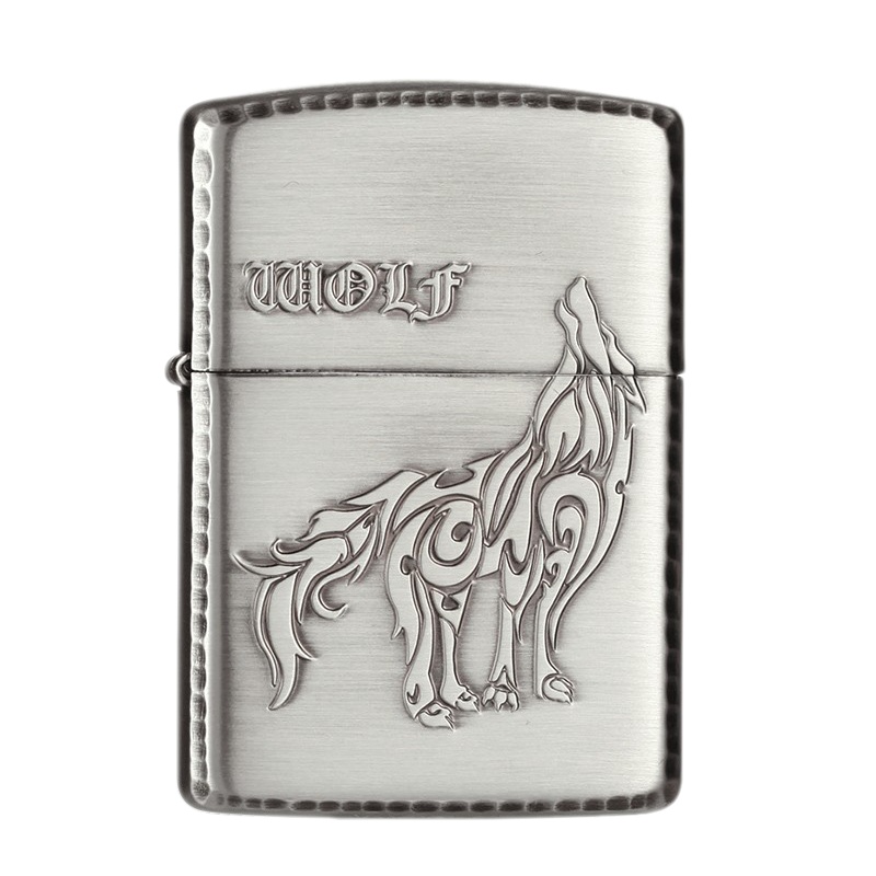 美国ZIPPO打火机 芝宝 古美两面凸刻 盔甲森林狼嚎 盔甲162RR天狼 男士礼品