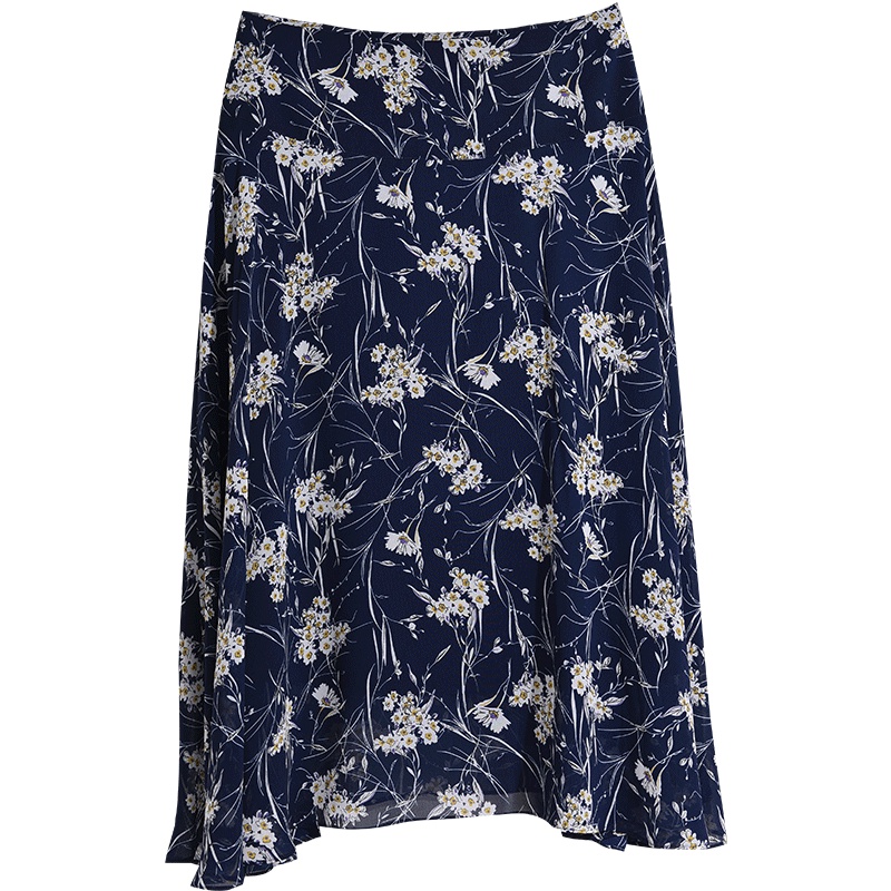 娅丽达女装2019夏季新款雪纺半身裙中长款印花薄款时尚女士裙子I6333