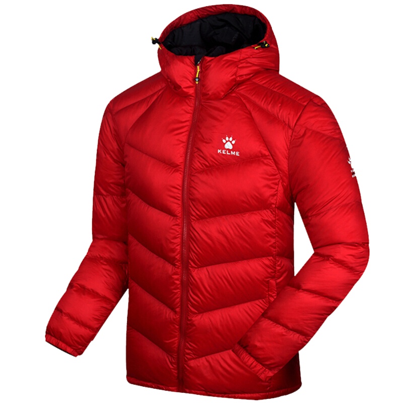 KELME卡尔美 冬季休闲羽绒服男士加厚保暖运动外套连帽中长款