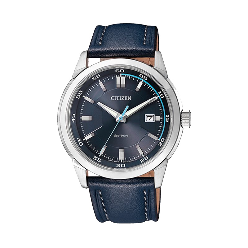 西铁城CITIZEN 光动能时尚蓝小牛皮表带男士手表运动防水腕表 BM7140-11L