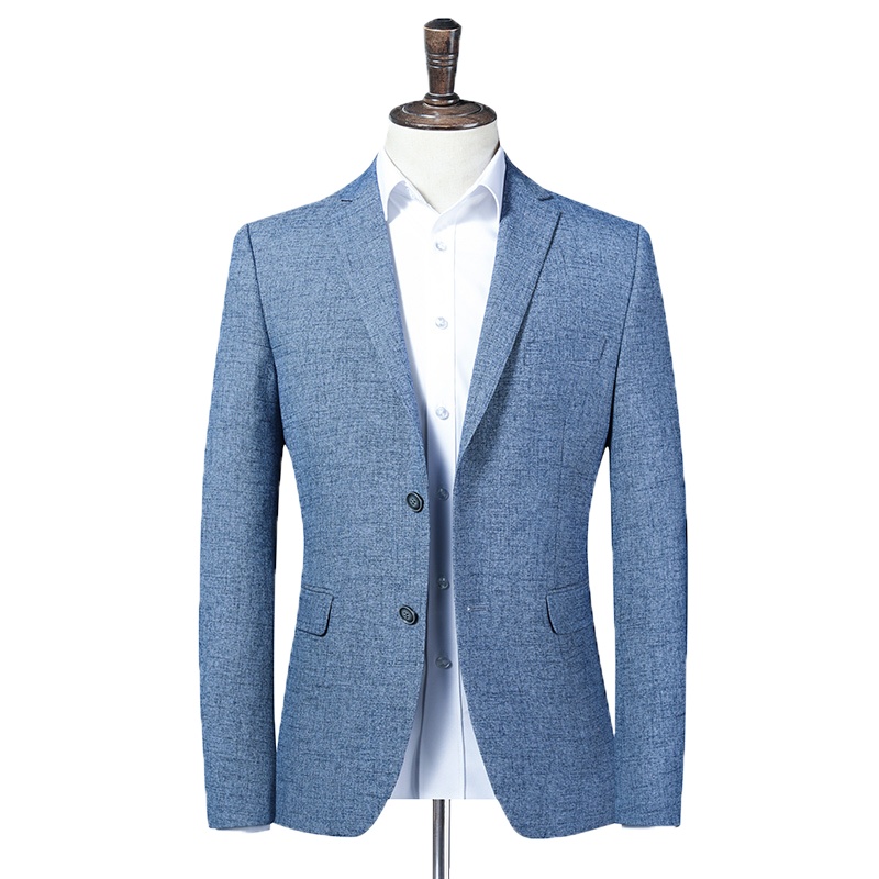 冰洁 休闲西服男士上衣韩版商务男装外套蓝色正装两粒扣