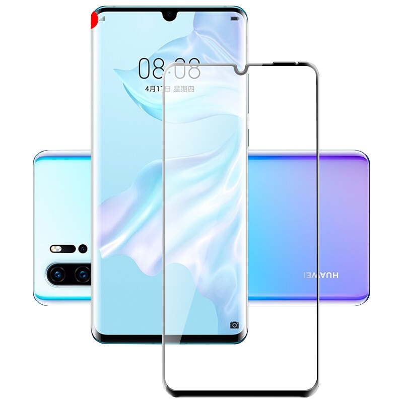 ESCASE 华为P30pro钢化膜 曲面全屏全覆盖钢化膜 HUAWEI P30 Pro高清一体成型弧边升级款秒贴膜黑色