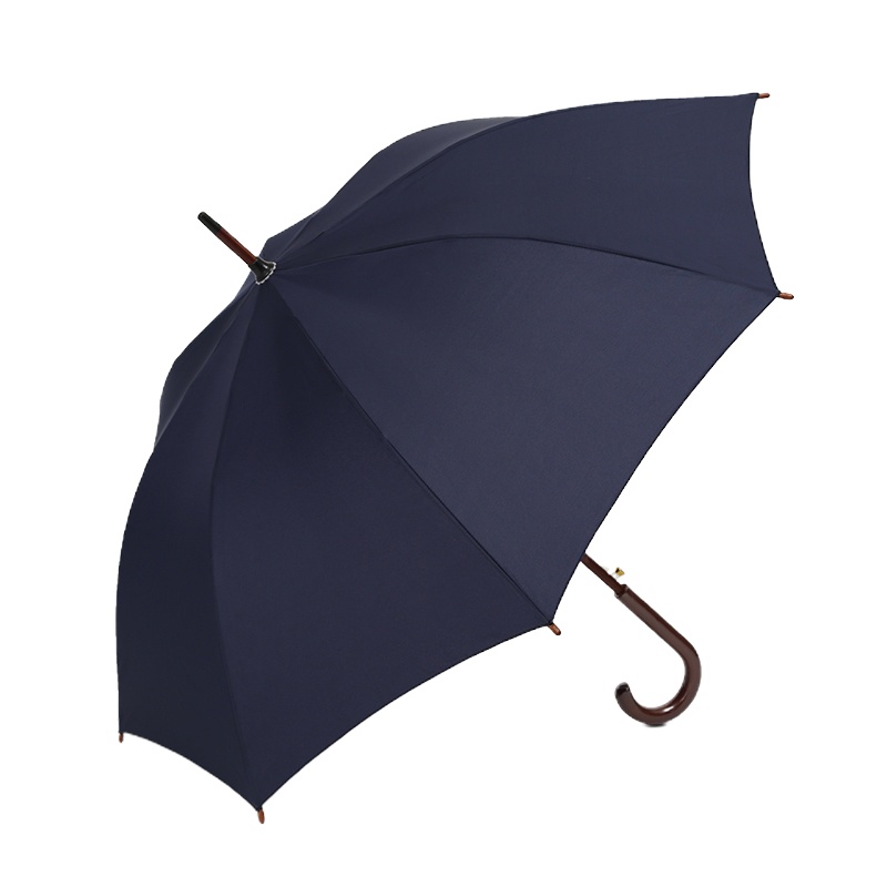 递乐纯色长柄雨伞复古木柄伞广告伞定制定做长柄雨伞印logo弯柄太阳伞