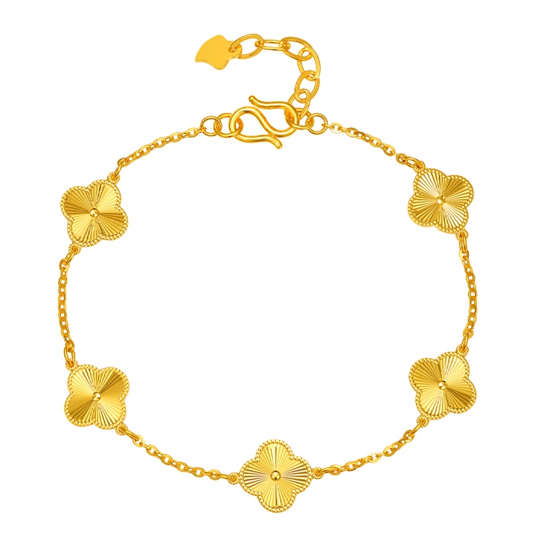 GZUAN古钻珠宝 四叶草 黄金五花四叶草百搭女士手链 HJS0013
