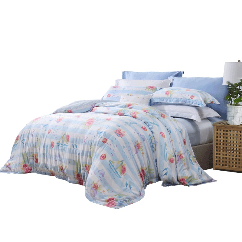 富安娜(FUANNA)家纺天丝四件套1.8米床单被套1.5m夏季床上用品夏天丝4件套双人