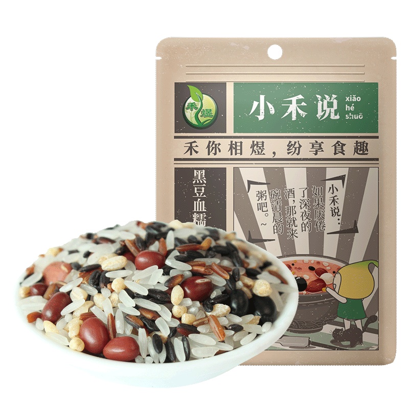 禾煜 小禾说黑豆血糯米粥料500g (黑米 红米 赤豆 五谷杂粮 粗粮 粥米伴侣 腊八粥料)