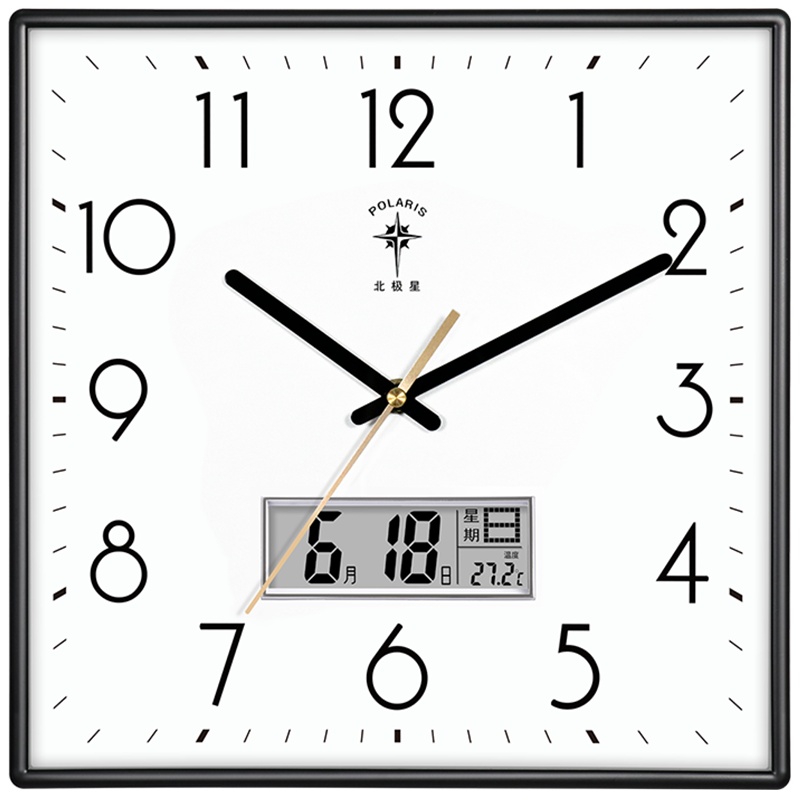 北极星(POLARIS)挂钟钟表客厅时钟石英钟创意静音家用方形客厅卧室装饰时尚现代简约轻奢北欧挂表