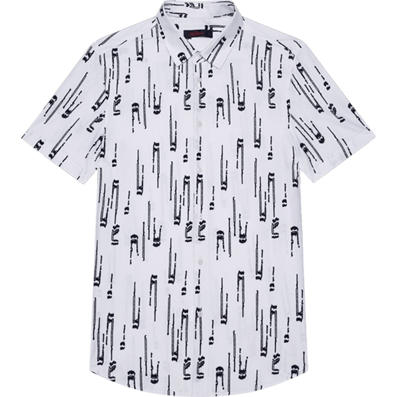 柒牌男装商务休闲针织短袖衬衫时尚潮流纯棉百搭青年抗皱透气半袖