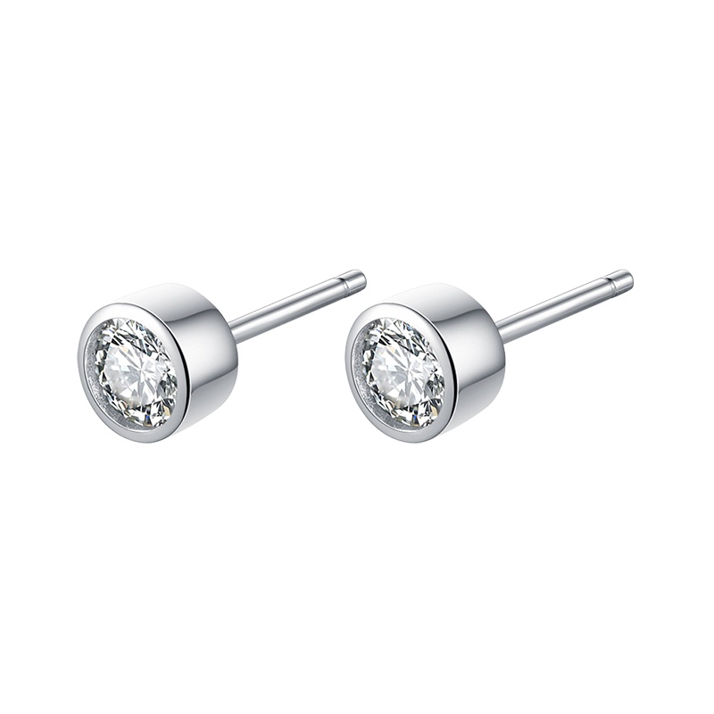 DTOTO s925纯银镶锆石圆形钻简约百搭女款耳钉时尚经典耳饰