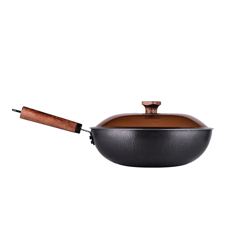 爱自由炒锅铁锅无涂层物理不粘锅燃气灶电磁炉通用炒菜锅家用