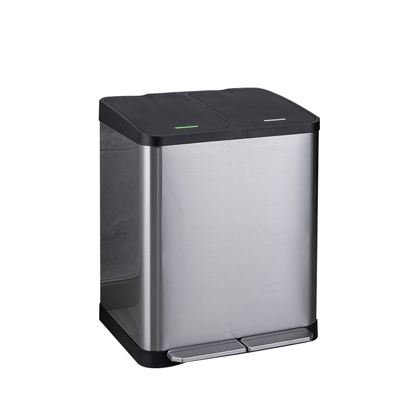 鑫虎威 垃圾分类垃圾桶家用厨房环保家庭上海干湿不锈钢大号脚踏带盖双桶 C款