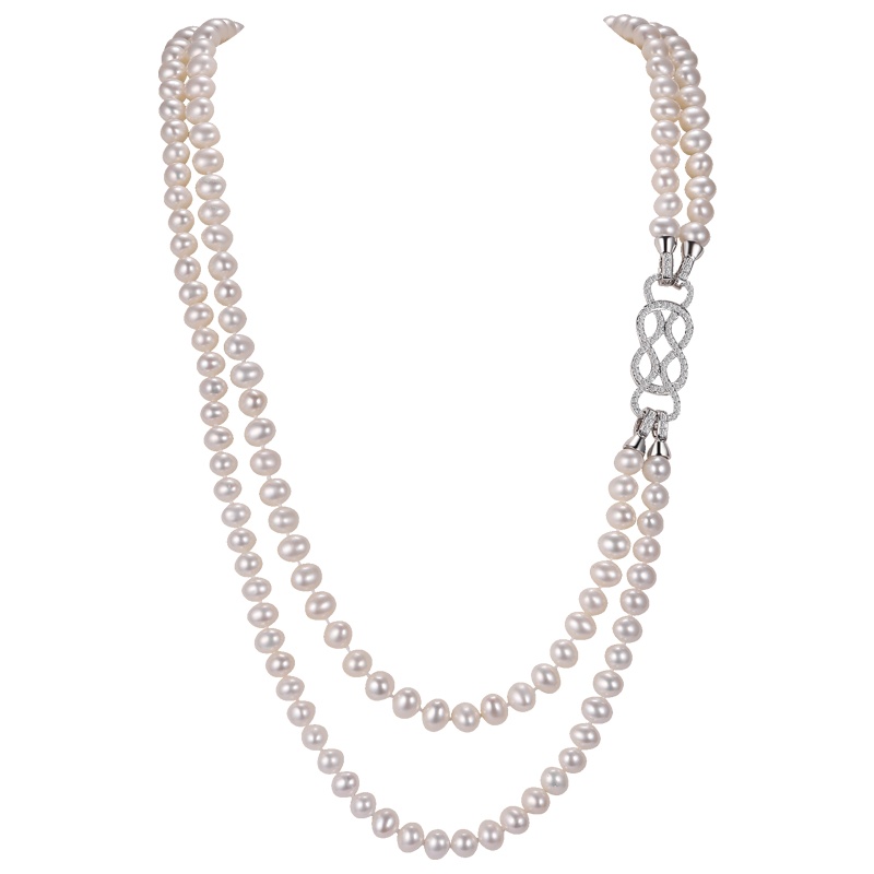 佰色传情强光天然淡水珍珠毛衣链项链首饰法式优雅时尚气质长款