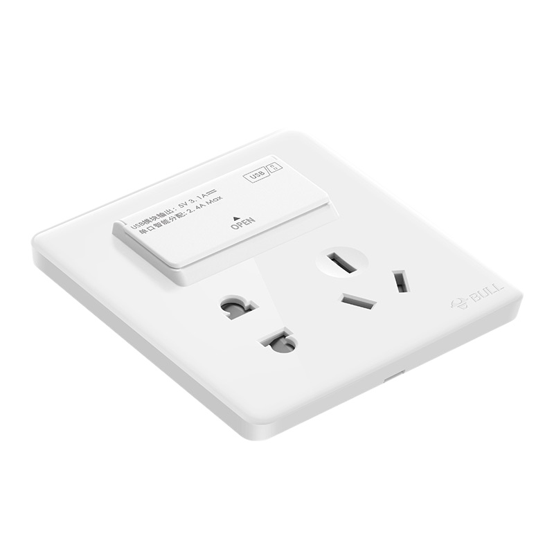 公牛(BULL)G28E536 二三极+三位USB插座 白色(单位:个)