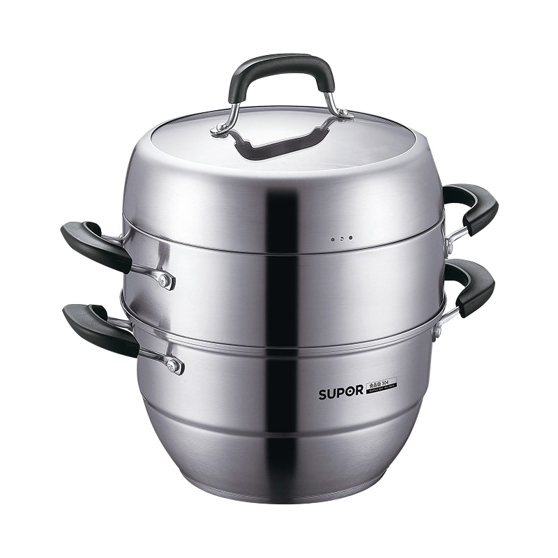 苏泊尔巧易取不锈钢三层复底蒸锅28cm