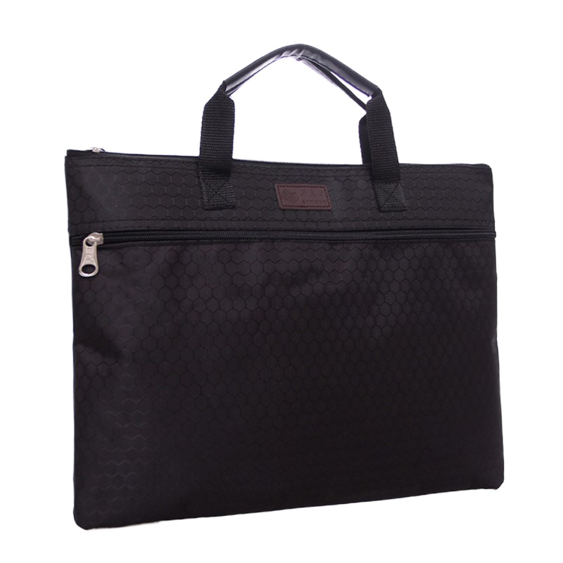 中锐智采 312手提文件袋 蜂窝纹彩色办公文件袋 拉链公文包 办公会议包 黑色