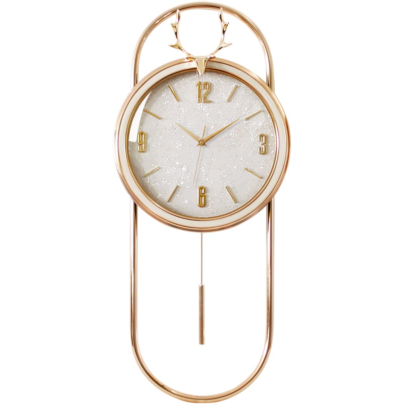 北极星(POLARIS)北欧鹿头创意大挂钟家用客厅轻奢墙钟现代简约个性壁钟摇摆钟卧室书房装饰钟表合金石英挂表