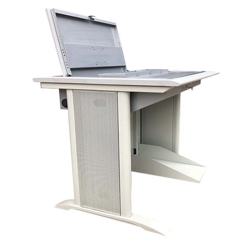 鑫虎威 学校机构用可旋转显示器屏幕翻转主机隐藏台式机桌子钢木电脑桌培训多媒体教室嵌入式显示器课桌