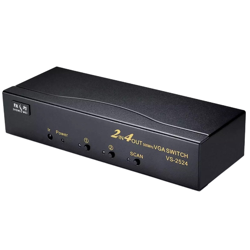胜为VGA二进四出切换器 带遥控 视频分配器 高清显示器共享器 VS-2524