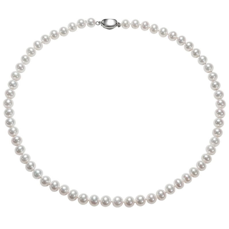 佰色传情 强光泽白色淡水珍珠项链妈妈婆婆款母亲节礼物女