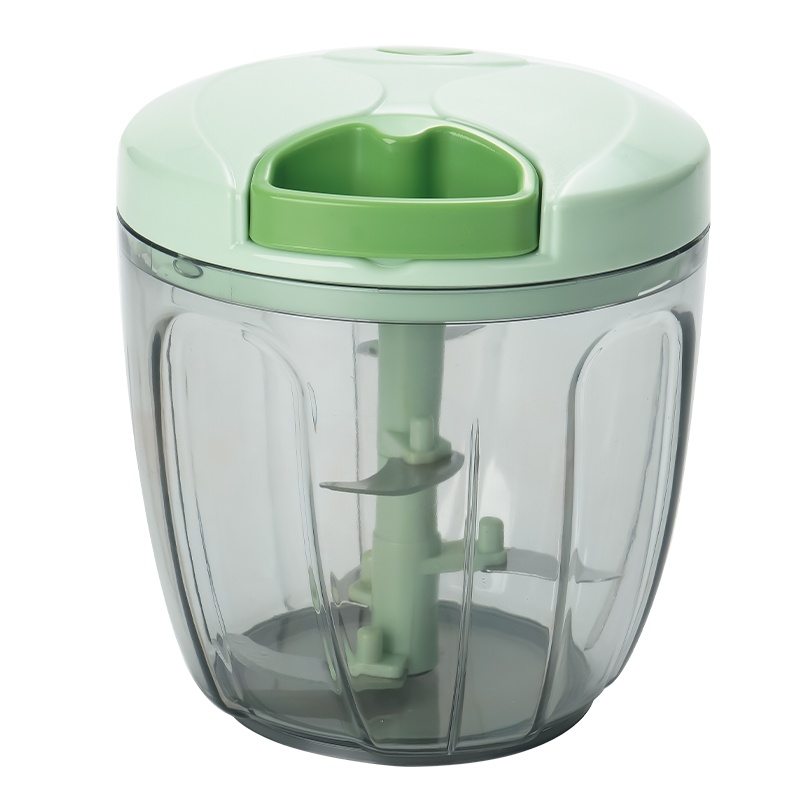 迷你蒜泥器手拉式绞蒜器捣蒜泥器蒜蓉器碎辣椒碎姜末碎菜器手动辣椒蒜泥捣蒜搅碎机 [5刀头青色]