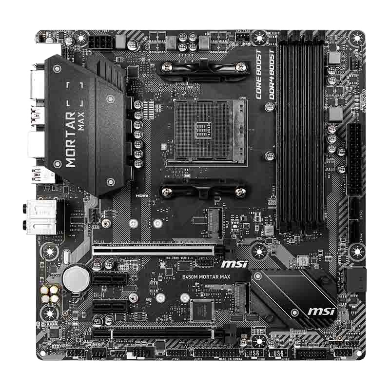 微星(MSI)B450M MORTAR MAX迫击炮 电竞主板 支持2600/2600X/3600/3700X CPU(AMD B450/Socket AM4)