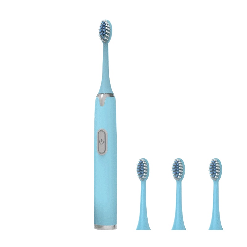 worms电动牙刷男女成人家用充电式软毛全自动牙刷防水声波牙刷 沁心蓝 一档位电池款配（4刷头+5号干电池）