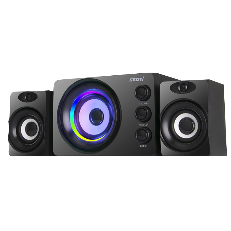 赛达D-206电脑音响台式家用笔记本低音炮3d环绕2.1声道有源音箱木质箱体立体声可插卡U盘手机通用 有线版 黑色