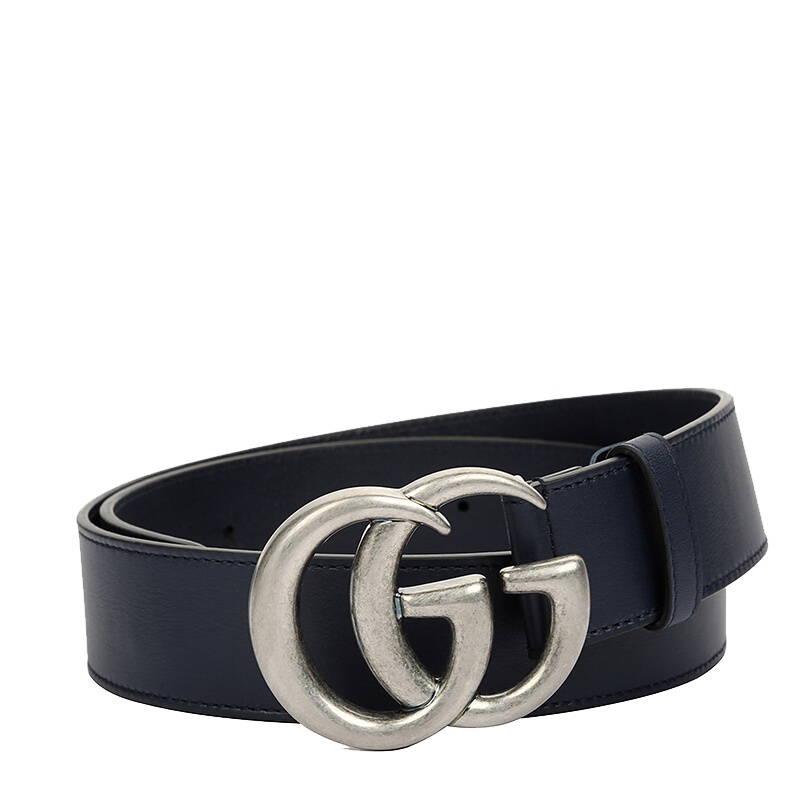 [直营 易烊千玺同款]GUCCI 古驰 男士经典双G牛皮光面板扣腰带