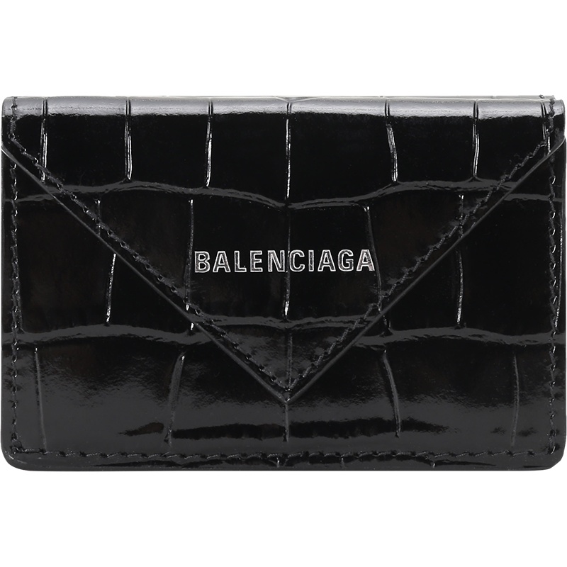 BALENCIAGA 巴黎世家 男女中性牛皮革鳄鱼压纹Papier钱包钱夹迷你款 391446 1U6QN