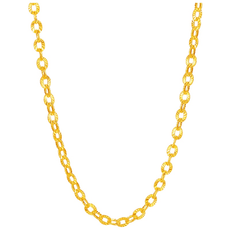 梦金园 黄金项链 足金999车花O字链素链锁骨链 女士计价 黄金饰品首饰