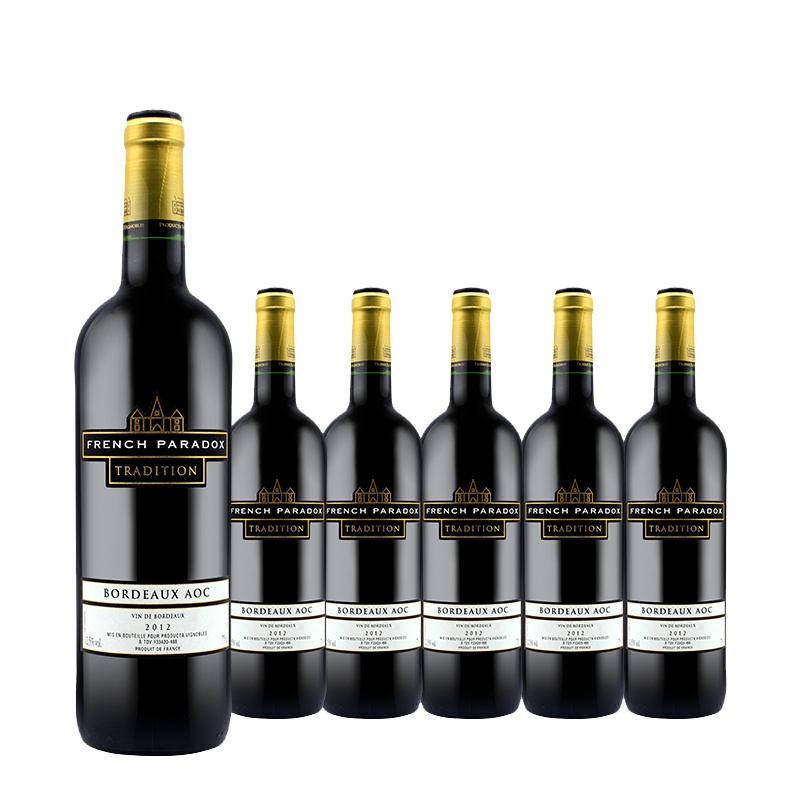 法国原瓶进口 茗酊古堡传统波尔多红葡萄酒 French Paradox 整箱装750ml*6
