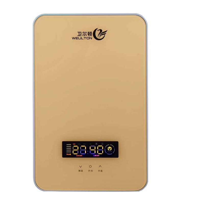 卫尔顿D9浴室即热式热水器家用实时监控断电保护浅香槟色热水器