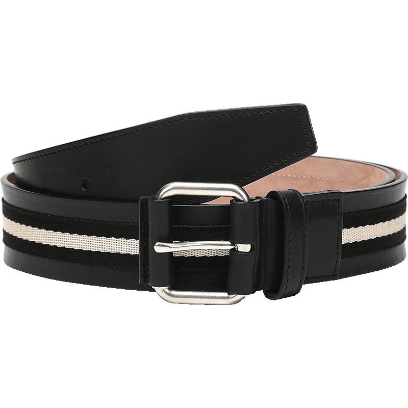 BALLY 巴利 男士条纹织物配皮针扣式皮带腰带 TIANIS 40