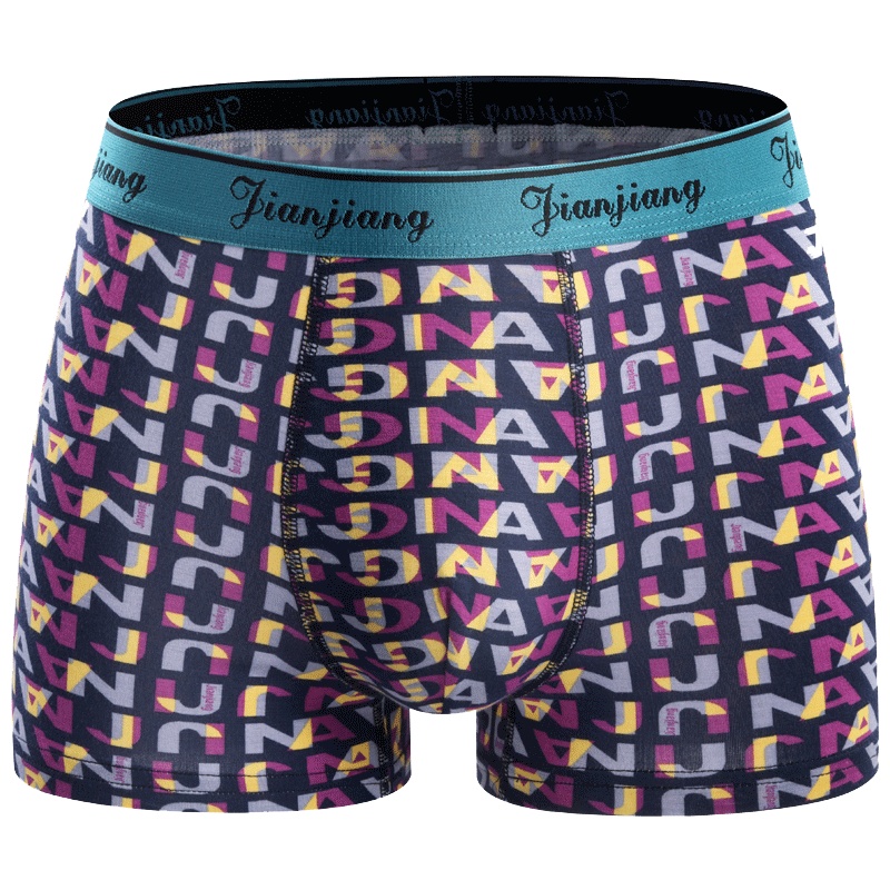 健将JIANJIANG男士内裤宽边字母时尚简约平角裤新款男青年四角裤4条