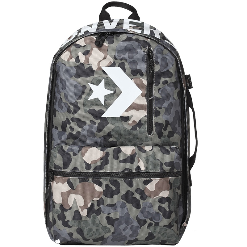 CONVERSE匡威男女包迷彩星箭旅行休闲运动双肩包10007025 10007025-A01橄榄绿+黑色