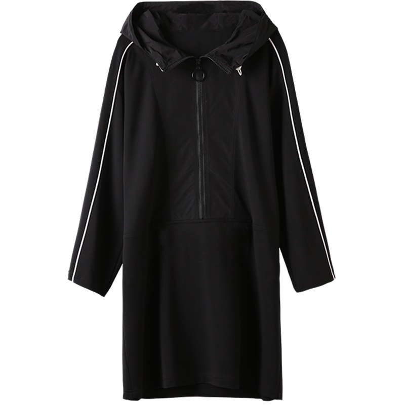 云上生活运动简约长袖连衣裙中长款立领休闲连衣裙