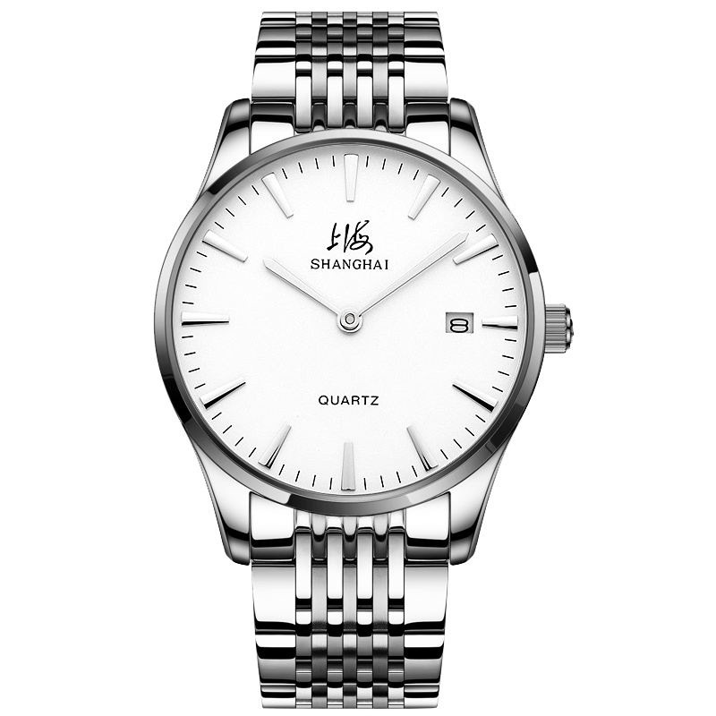 上海手表正品钢带时尚商务男士石英表0150
