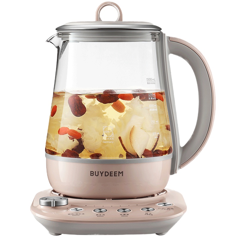 北鼎(buydeem)养生壶K159T 多功能蒸煮壶 高硼硅玻璃保温玻璃按键式燕窝壶 1.5L