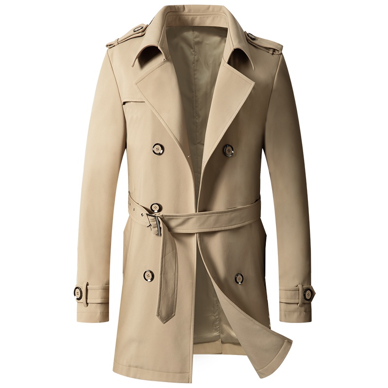 风衣男外套春秋新款双排扣长款男装中年男士过膝英伦风中长款大衣. HN618